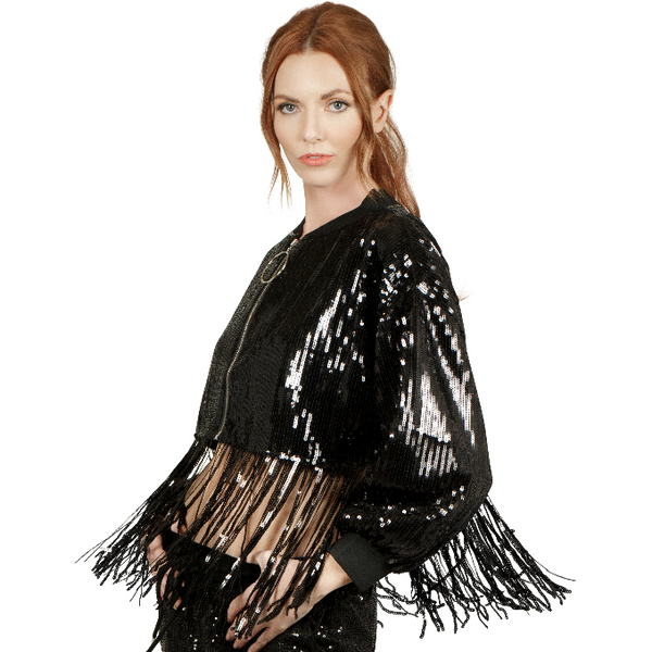 【loin nuit】frill layered design jacket Cherilyn Sequin Fringe Jacket – Nikki Lund