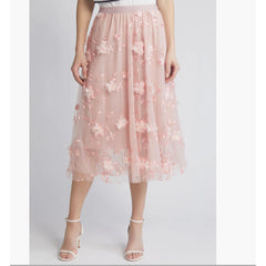 Audra Floral Appliqué Chiffon Maxi Skirt
