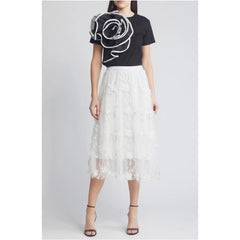 Audra Floral Appliqué Chiffon Maxi Skirt
