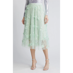 Audra Floral Appliqué Chiffon Maxi Skirt