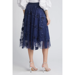 Audra Floral Appliqué Chiffon Maxi Skirt
