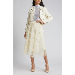 Audra Floral Appliqué Chiffon Maxi Skirt