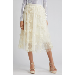 Audra Floral Appliqué Chiffon Maxi Skirt
