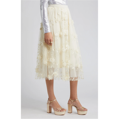 Audra Floral Appliqué Chiffon Maxi Skirt