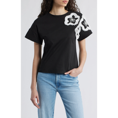 Celine Flower Appliqué Top