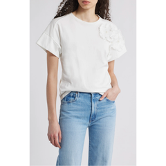 Celine Flower Appliqué Top