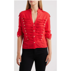 Jameson Button Embellished Semi Sheer Top