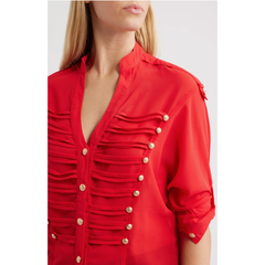 Jameson Button Embellished Semi Sheer Top