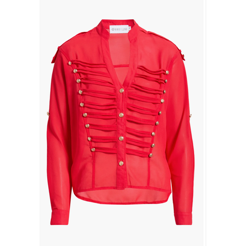 Jameson Button Embellished Semi Sheer Top