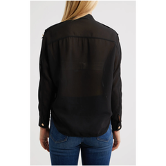 Jameson Button Embellished Semi Sheer Top