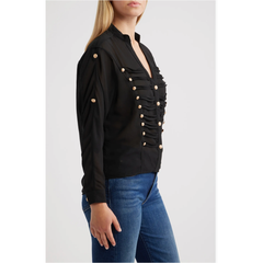 Jameson Button Embellished Semi Sheer Top
