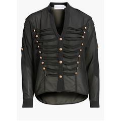 Jameson Button Embellished Semi Sheer Top
