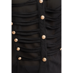 Jameson Button Embellished Semi Sheer Top