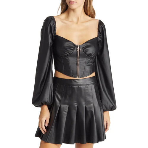 Janie Faux Leather Crop Top
